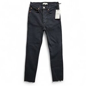 Re/Done Redone 90s High Rise Ankle Crop Jeans Womens 26 Jet Blue Black NEW